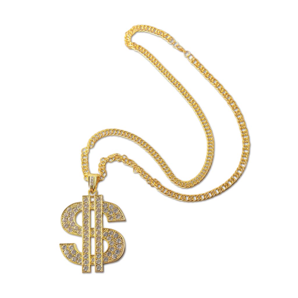 SANNIDHI Necklace for Men Women Golden Dollar Sign Pendant Rhinestone Alloy Gold Chain Necklace Hip Pop Dollar Symbol Necklaces Jewellery Gifts for Men, Boys, Husband SANNIDHI Necklace for Men Women Golden Dollar Sign Pendant Rhinestone Alloy Gold Chain Necklace Hip Pop Dollar Symbol Necklaces Jewellery Gifts for Men, Boys, Husband
